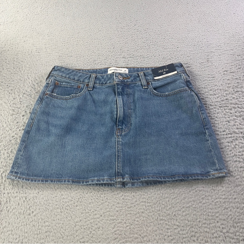 Abercrombie & Fitch Mid Rise Denim Mini Skirt Womens 28 Blue 5 Pocket Preppy